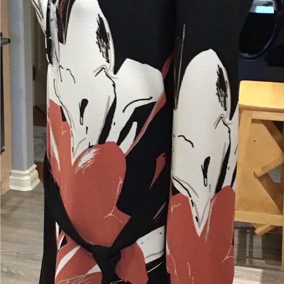 Chic Black Floral Wrap Dress - Picture 2 of 10